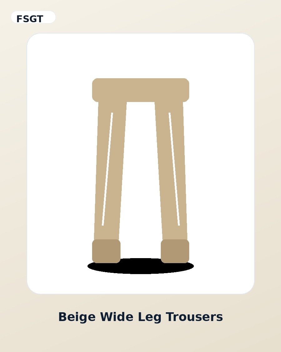 Beige Wide Leg Trousers