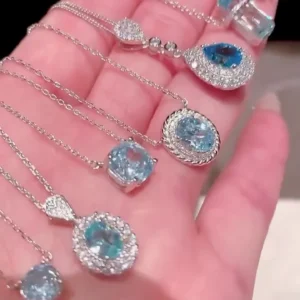 Enchanted Ice Blue Crystal Pendant Necklace