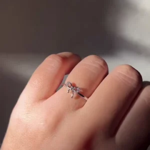 Minimalist Silver Bow Adjustable Promise Ring
