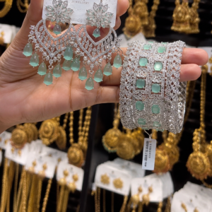 Mint Stone Jewelry Set (Earrings & Bangles)