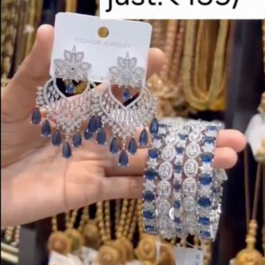 Mint Stone Jewelry Set (Earrings & Bangles)
