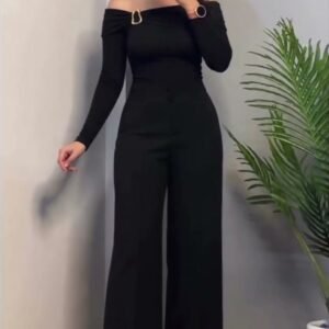 Modest Full Sleeves Top – Black Off-Shoulder