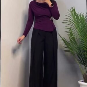 Modest Full Sleeves Top – Purple Draped