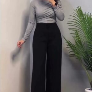 Modest Full Sleeves Top – Grey Fitted