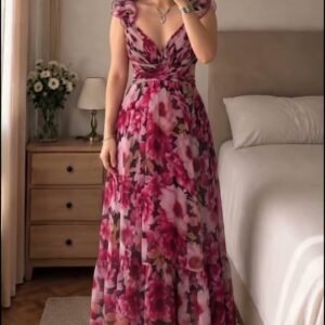 Ruffle Dress – Red Floral