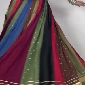 Chaniya Choli – Multicolor Panelled with White Shirt, Earthy Shades