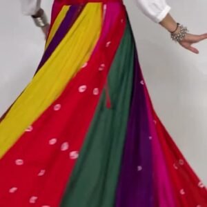Chaniya Choli – Multicolor Bandhani with White Shirt, Bright Shades