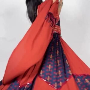 Chaniya Choli – Rust and Navy Blue Printed
