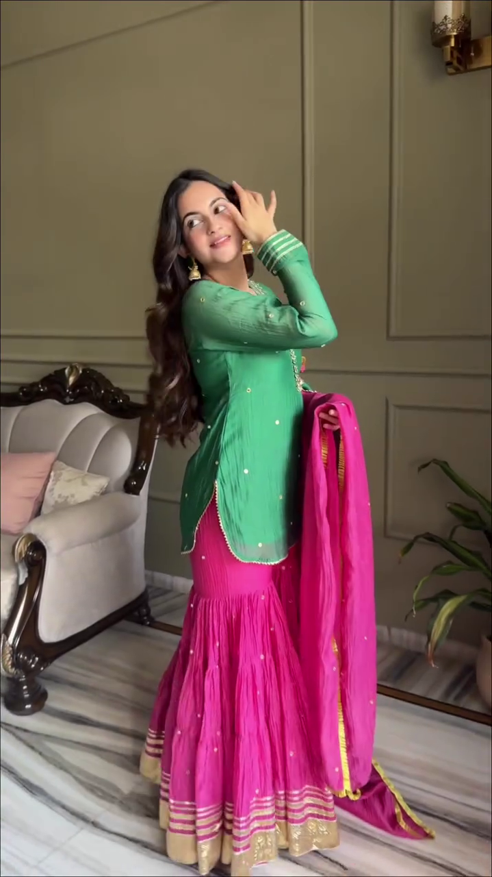 Spotted Wearing Our Sharara Sets for Wedding Celebrations & Festive Gatherings
