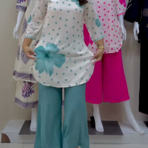 🌷  Elegant Floral Printed Women’s Kurta Set with Matching Pants – Comfortable Contemporary Ethnic Co-Ord Outfit for Everyday Style ✨💚