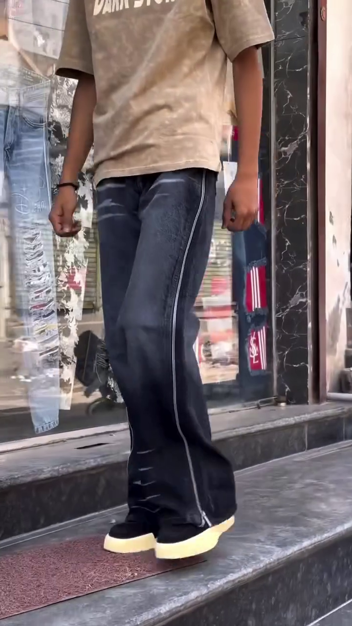 👖 PRODUCT 1 — Premium Wide-Leg Contrast Panel Denim Jeans