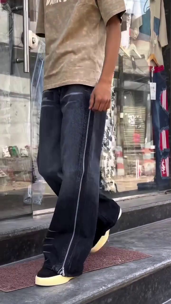 👖 PRODUCT 1 — Premium Wide-Leg Contrast Panel Denim Jeans