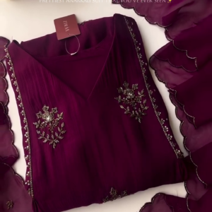 Premium Wine-Maroon Embroidered Anarkali Suit Set for Women – Elegant Festive Ethnic Wear with Dupatta