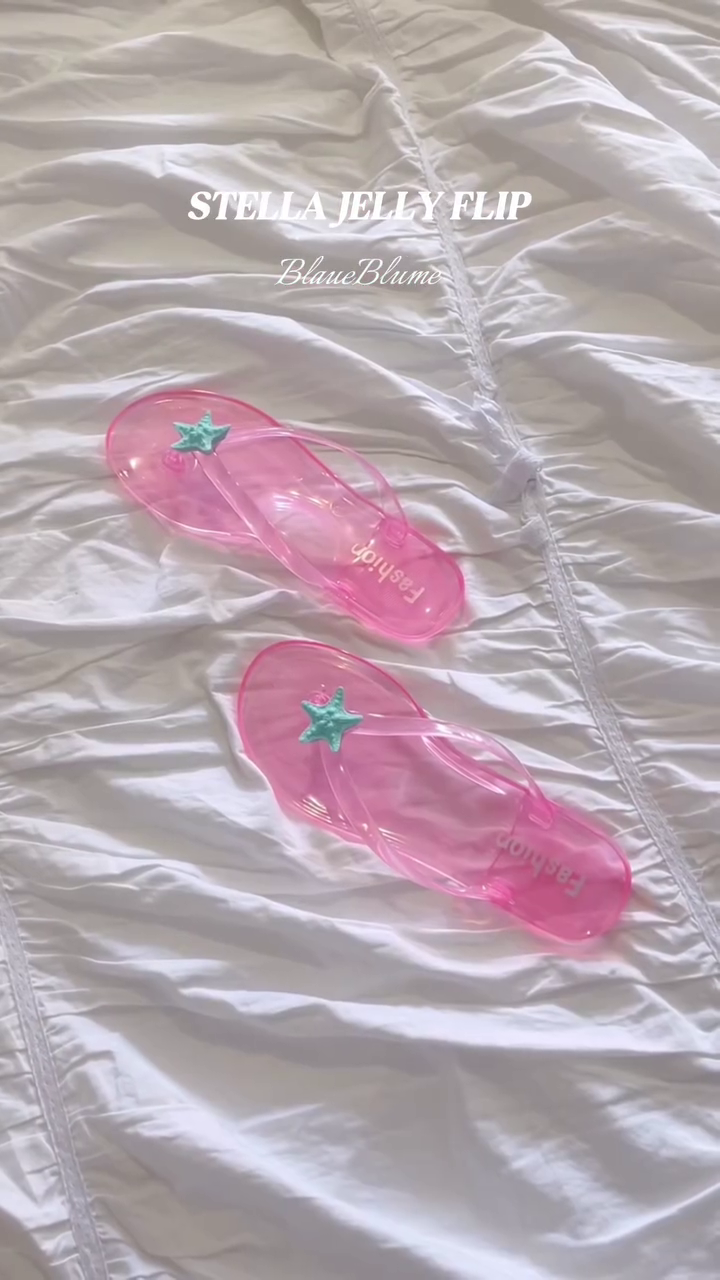 Cute Transparent Pink Star-Detail Flat Flip-Flops for Women & Girls – Lightweight Casual Summer Slippers 🌸⭐