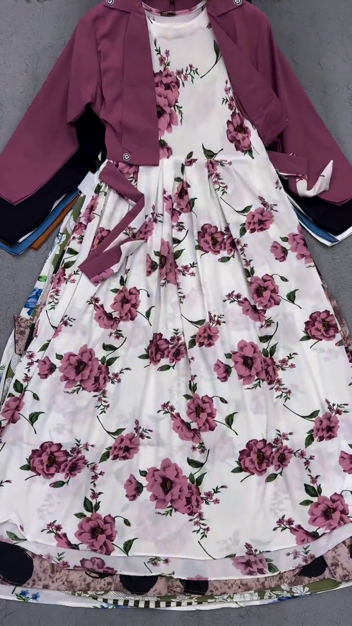 Premium Girls’ Printed Party Dress with Cropped Jacket | Stylish A-Line Flared Dress Set
