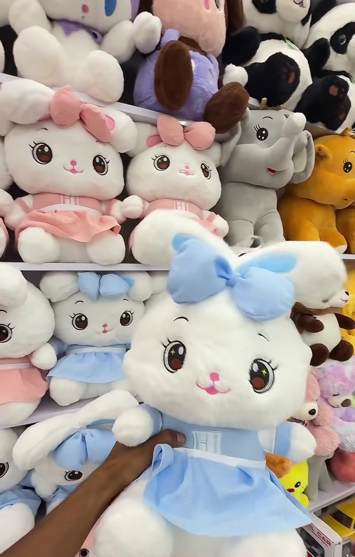 Adorable Premium White & Pink Bunny Girl Soft Plush Toy with Oversized Floppy Ears, Cute Pink Bow, Sparkling Embroidered Eyes, Sweet Doll-Inspired Face, Soft Cuddly Body & Charming Dress-Up Design for Kids, Gifting and Room Décor 🐰🎀💗✨