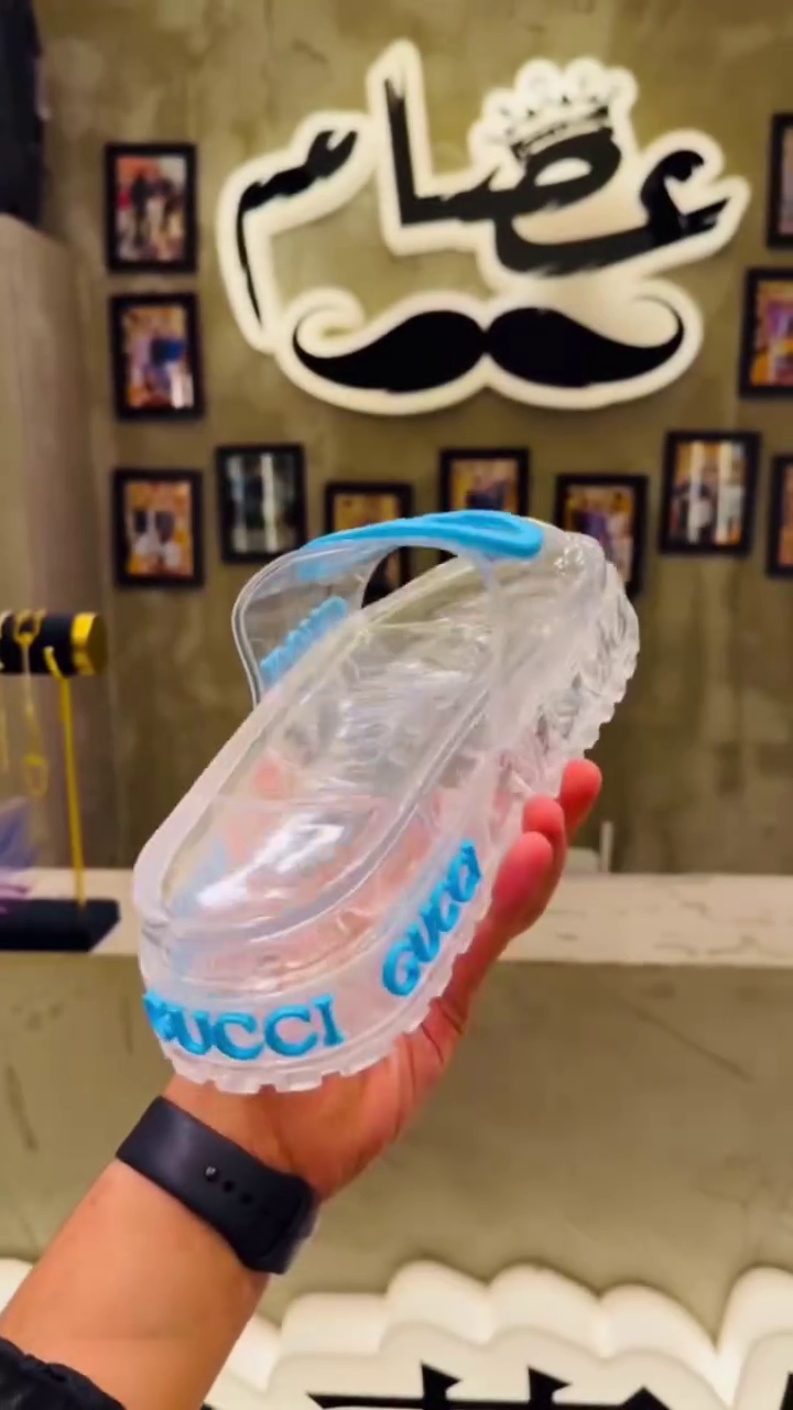 Clear Transparent Slides with Bold Red Detailing – Trendy Everyday Footwear