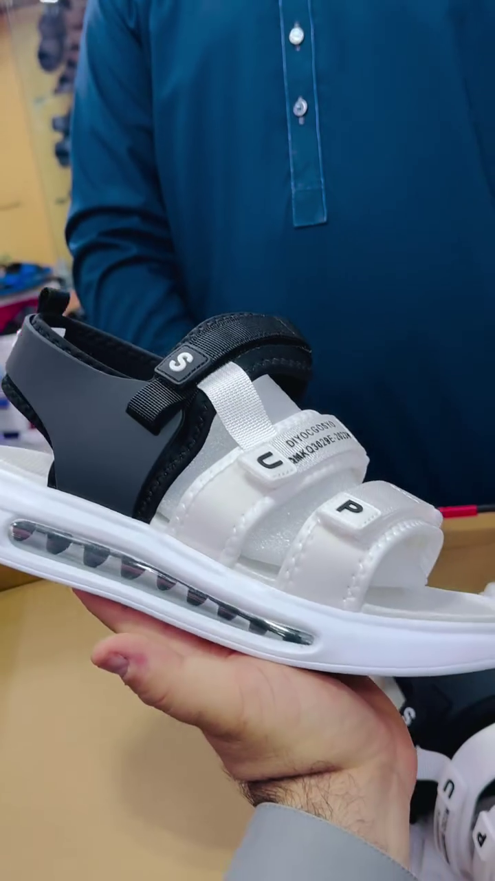 Sporty White & Black Sandals – Modern Style with a Statement Sole