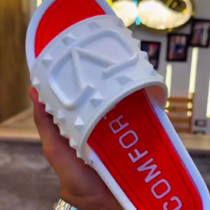 Bold White & Red Platform Slides with Statement Sole