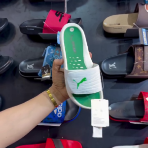 Sporty White & Green Slides – Fresh Everyday Style for Casual Wear