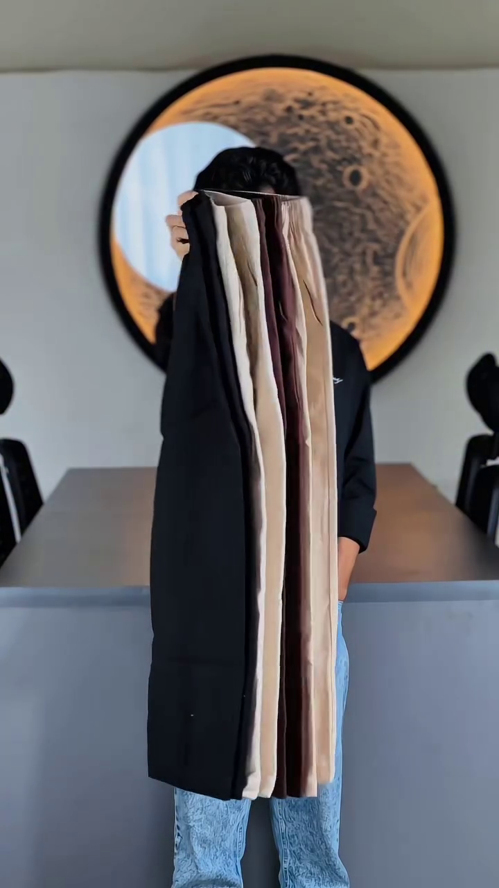 Elegant Beige Relaxed-Fit Straight-Leg Trousers with Elasticated Waistband, Adjustable Drawstring Closure, Front Button Detail, Side Pockets and Minimal Everyday Casual Design
