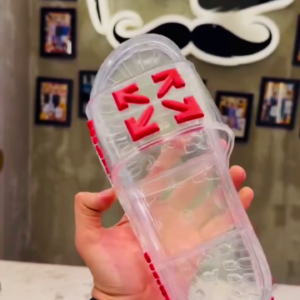 Trendy Transparent Red Slides – Stylish Everyday Comfort
