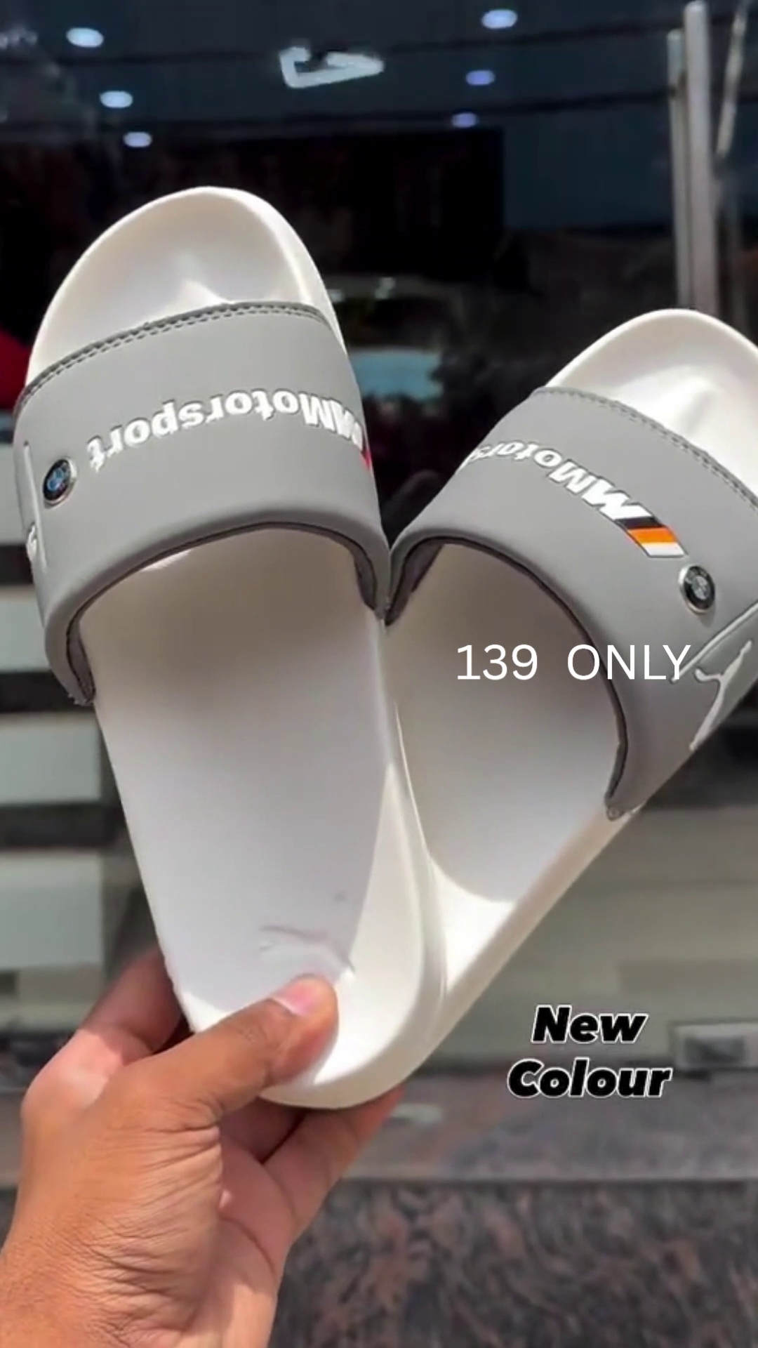 Stylish Grey & White Motorsport Slides – New Colour
