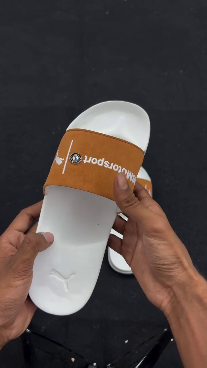 Orange & White Motorsport Slides – Bold Statement Style for Everyday Wear