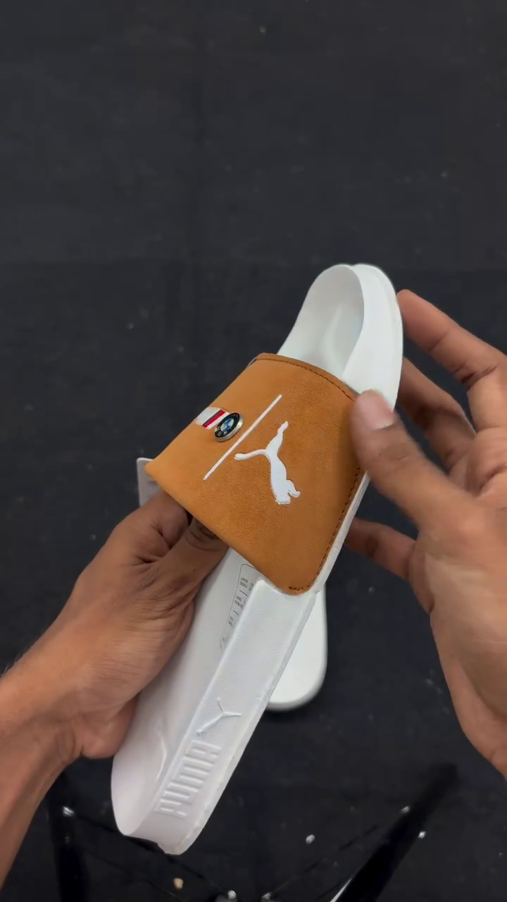 Orange & White Motorsport Slides – Bold Statement Style for Everyday Wear