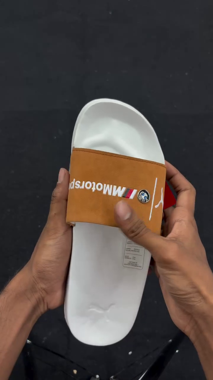 Orange & White Motorsport Slides – Bold Statement Style for Everyday Wear