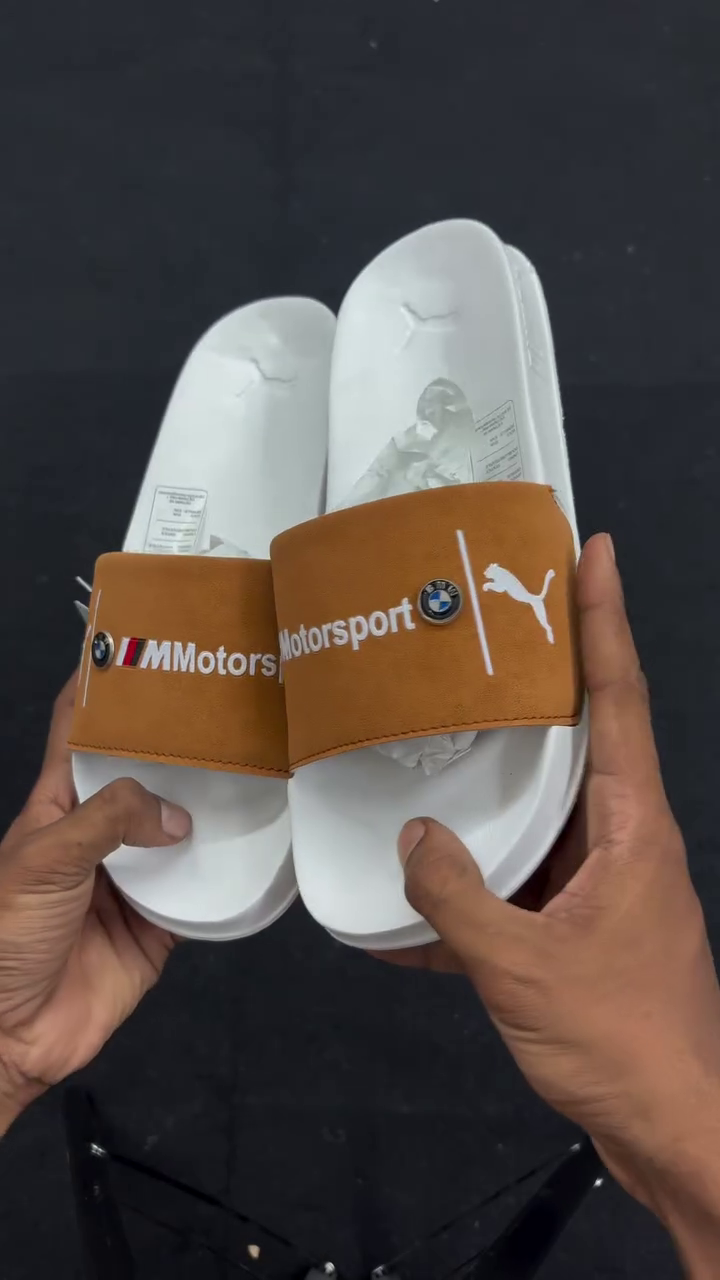 Orange & White Motorsport Slides – Bold Statement Style for Everyday Wear