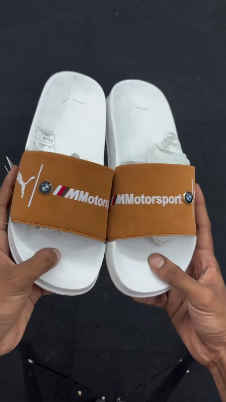 Orange & White Motorsport Slides – Bold Statement Style for Everyday Wear