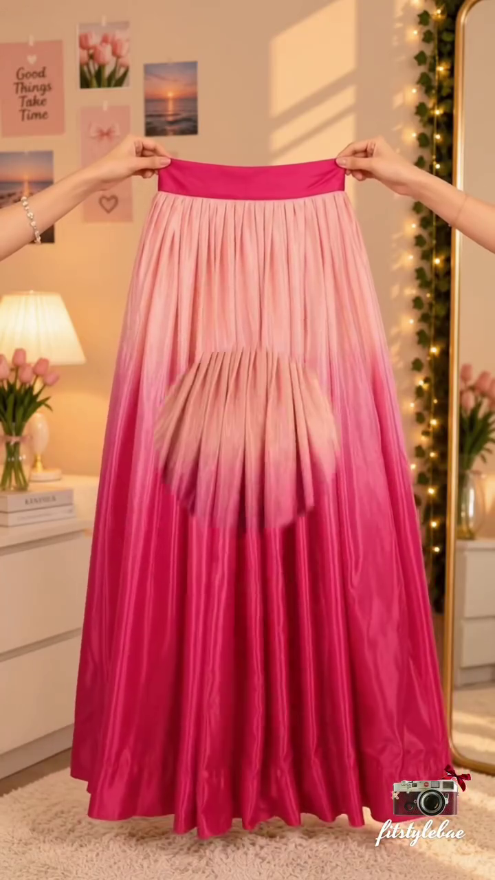 💗✨ Premium White Embroidered Designer Crop Blouse with Elegant Puff Sleeves and Pink-to-Magenta Gradient Floor-Length Flared Lehenga Skirt – Glamorous Wedding, Reception & Festive Party Wear