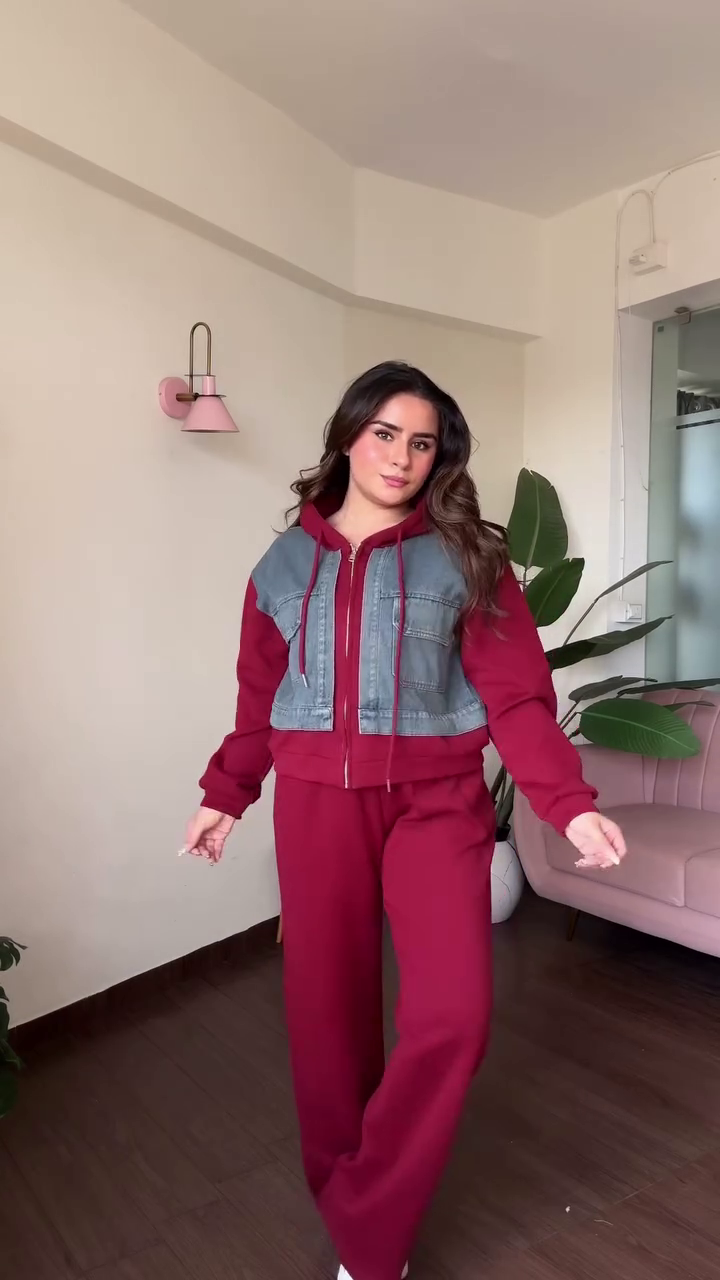 💙✨ Premium Women’s Navy Blue Button-Front Jacket and Wide-Leg Trouser Co-Ord Set with Denim-Style Collar, Contrast Cuffs and Functional-Style Front Pockets – Elegant Casual Western Wear