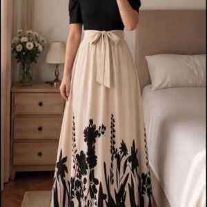 Top and Skirt Set – Black Cream Floral