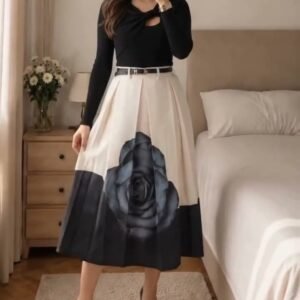 Top and Skirt Set – Black Rose