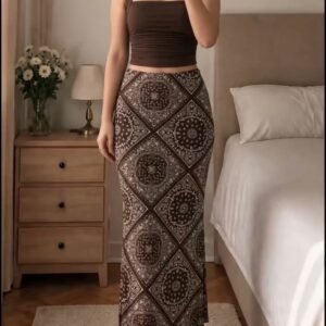 Top and Skirt Set – Brown Bandana