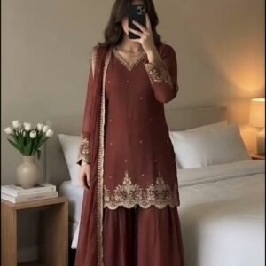 Festive Ethnic Kurta Set – Maroon