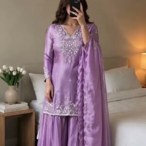 Festive Ethnic Kurta Set – Lavender