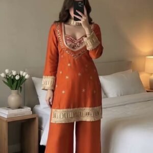 Festive Ethnic Kurta Set – Orange