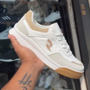 Men’s Casual Sneakers – White & Beige