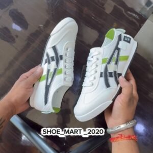 Men’s Casual Sneakers – White, Black & Green