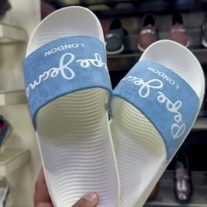 Men’s Stylish Sliders – Light Blue & White
